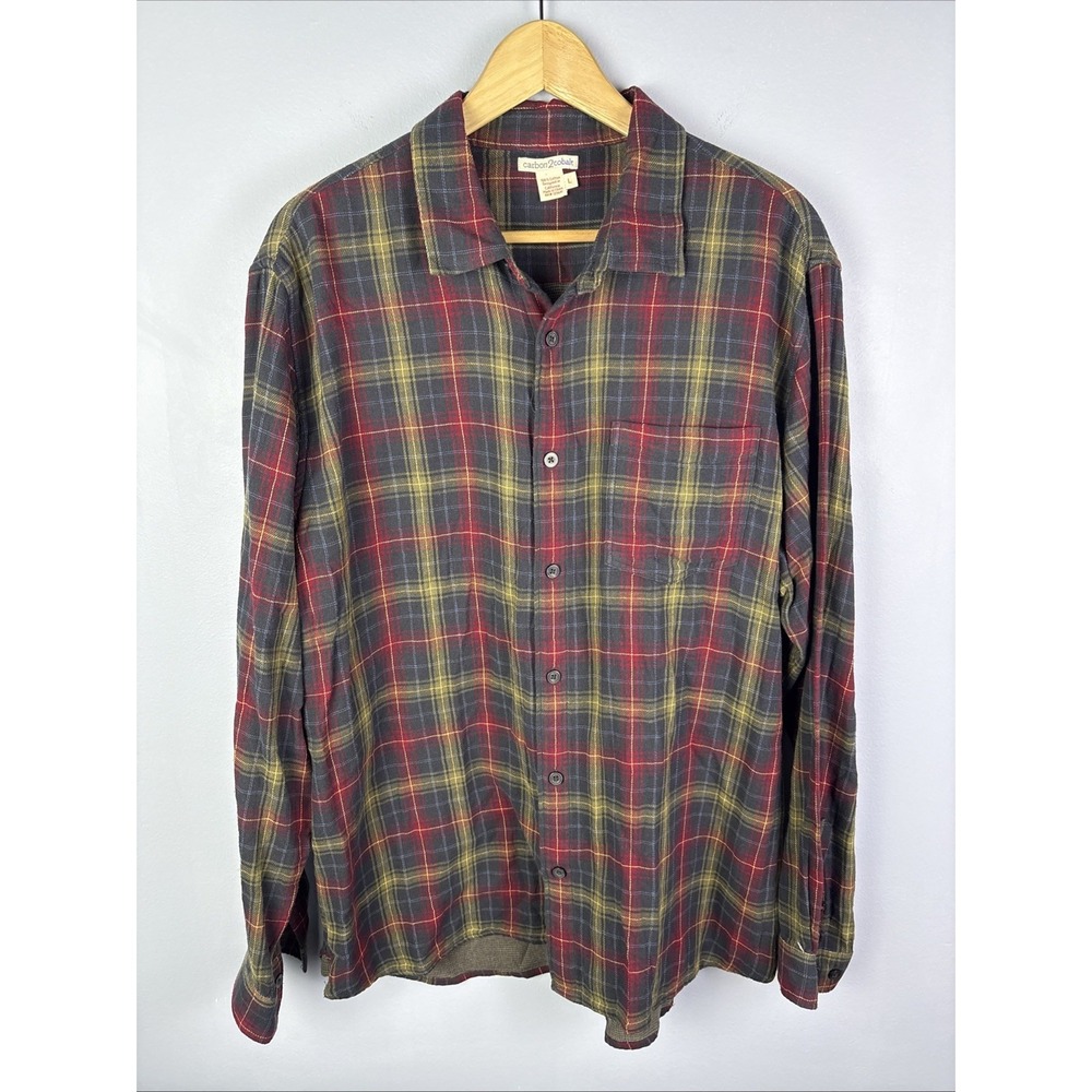 Carbon2Cobalt Men's L Upper Echelon Lined Red Plaid Long Sleeve Button Flannel‎